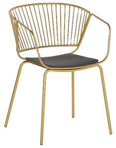 Set di 2 sedie da pranzo in metallo dorato design in finta pelle cuscino per sedile Nero stile industriale glam Beliani