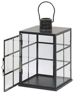 Lanterna in metallo Nero da 27 cm da parete in vetro con maniglia decorato scandinavo Beliani