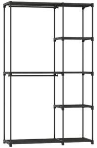 HOMCOM Guardaroba Portatile con 2 Aste e 6 Ripiani, in Tessuto non Tessuto, Plastica e Acciaio, 111x43x185 cm, Nero | Aosom Italy