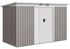 Outsunny Casetta da Giardino con 2 Prese d'Aria e 2 Porte Scorrevoli, Capanno porta Attrezzi in Acciaio, 280x130x172 cm, Grigio Chiaro | Aosom Italy