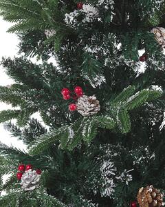 Albero di Natale con Neve Artificiale con Pigne e Bacche Rosse 210 cm Beliani