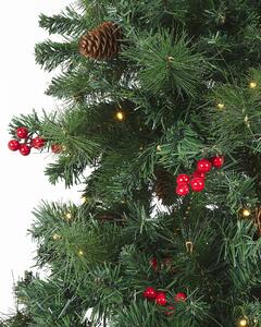 Albero di Natale Artificiale Verde Pre-Illuminato con Pigne 180 cm Beliani