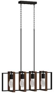 HOMCOM Lampadario a Sospensione Rustico con 4 Cornici Girevoli e Catena Regolabile, 80x21x90-130 cm, Nero e Marrone | Aosom Italy