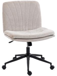 HOMCOM Sedia da Ufficio Regolabile, Inclinabile e Girevole, in Tessuto Chenille e Acciaio, 62x67x83-93 cm, Beige | Aosom Italy