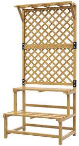 Outsunny Fioriera con Grigliato per Rampicanti, 2 Ripiani e Barra Superiore, in Legno di Abete, 75x50x166 cm, Giallo | Aosom Italy