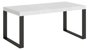 Tavolo Allungabile 90-246x90x77 cm Tecno Premium Bianco Frassino Telaio Antracite