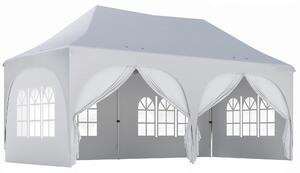 Outsunny Gazebo da Giardino Pieghevole 3x6 m con Pareti Rimovibili e Borsa di Trasporto, Bianco | Aosom Italy