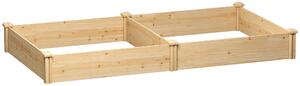 Outsunny Orto in Cassetta con Divisorio Centrale e Fondo Aperto, in Legno di Abete, 235x121x26 cm, color Legno | Aosom Italy