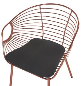 Set di 2 sedie da pranzo in filo metallico rosso rame design ecopelle Nero cuscino del sedile Glam Industrial Modern Beliani