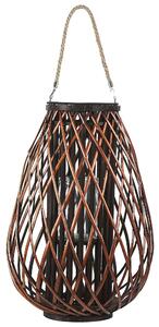 Lanterna Marrone Salice Legno 60 cm Manico in Corda Portacandele Decorativo Beliani