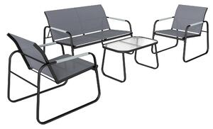 Outsunny Set da Giardino 4 Pezzi, Divano a Due Posti, 2 Poltrone, Tavolino in Vetro Temperato, Grigio | Aosom Italy