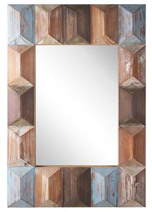 Specchio da parete Cornice in legno massello Multicolore rettangolare 63 x 90 cm invecchiato fatto a mano Boho moderno Beliani