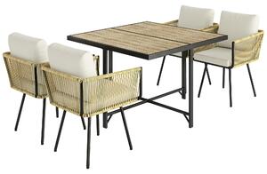 Outsunny Set da Giardino 5 Pezzi con Tavolo in Legno-Plastica | Aosom Italy