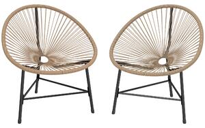 Outsunny Set 2 Sedie Acapulco in Rattan PE con Struttura Triangolare in Acciaio, per Balcone, 72x68x81 cm, Color Legno | Aosom Italy
