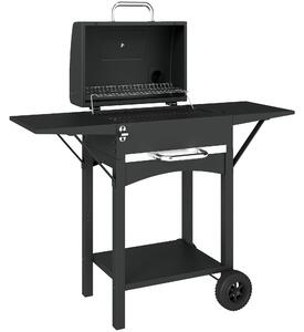 Outsunny Barbecue a Carbone con 2 Ripiani Laterali, Termometro, Coperchio e Ruote, 110x46.5x101 cm, Nero | Aosom Italy