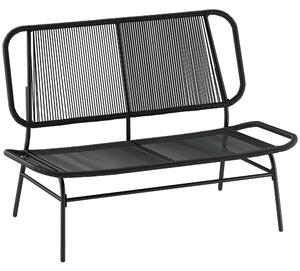 Outsunny Divano Rattan 2 Posti, Loveseat con Seduta e Schienale Intrecciati, Nero. | Aosom Italy