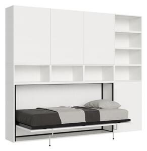 Letto Singolo a Scomparsa Composizione E Kando H226,7 Bianco Frassino con Materasso