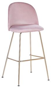 Set di 2 sedie da bar con rivestimento in velluto rosa struttura in acciaio dorato sedile ad altezza del bancone mobili per sala da pranzo Beliani