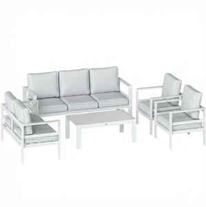 Outsunny Mobili da Giardino in Alluminio con Divano 3 Posti, 2 Sedie e Tavolo per Esterni, Bianco | Aosom Italy
