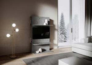 Porta TV a Parete 100x50x170,4 cm con 3 Ripiani Loki A Antracite Spatolato