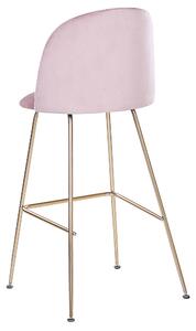 Set di 2 sedie da bar con rivestimento in velluto rosa struttura in acciaio dorato sedile ad altezza del bancone mobili per sala da pranzo Beliani