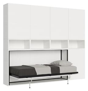 Letto Singolo a Scomparsa Composizione C Kando H226,7 Bianco Frassino con Materasso