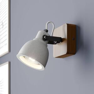 Lindby Mitis spot LED di legno e cemento