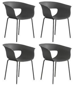 Outsunny Set 4 Sedie da Esterno Moderne con Schienale Traforato, in Metallo e Poliestere, 61x51x74 cm, Grigio Scuro | Aosom Italy