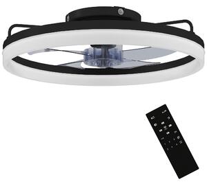 HOMCOM Ventilatore a Soffitto in Acciaio e Plastica con Luce LED Regolabile, Telecomando, Timer, 6 Velocità, Nero | Aosom Italy