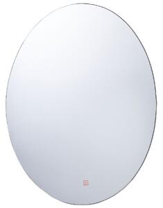 Specchio da parete con LED argento Ovale 60 x 80 cm Rettangolare Illuminato Sistema Antiappannamento Beliani
