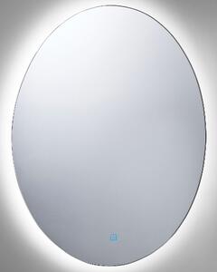Specchio da parete con LED argento Ovale 60 x 80 cm Rettangolare Illuminato Sistema Antiappannamento Beliani
