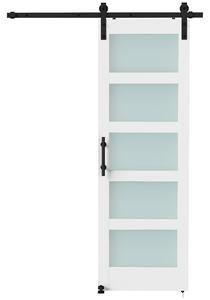 HOMCOM Porta Scorrevole Rustico Interno con Binario Silenzioso, Kit Ferramenta e Maniglia, Bianco | Aosom Italy
