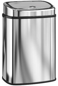 HOMCOM Pattumiera con Sensore a Infrarossi da 50L in Acciaio Inox con 2 Modalità di Apertura, Argento | Aosom Italy