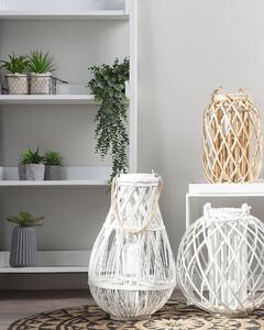 Lanterna bianca in legno di bambù e vetro 75 cm per interni ed esterni scandinavi Beliani