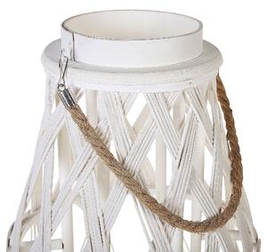 Lanterna bianca in legno di bambù e vetro 75 cm per interni ed esterni scandinavi Beliani