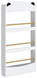 AIYAPLAY Libreria Montessoriana per Bambini 3-8 Anni a Forma di Orso con 4 Ripiani in Legno, 50x15x97 cm, Bianco | Aosom Italy