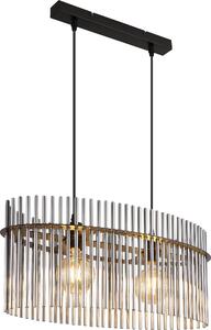 Lampada a sospensione, aste in vetro fumé, nero opaco, L 60 cm