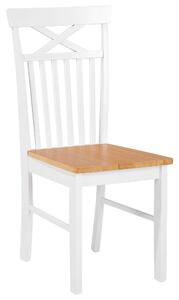 Set di 2 sedie da pranzo di colore bianco con legno chiaro in stile tradizionale classico Beliani