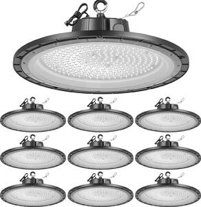 Proiettore a LED per alte luci - Versione UFO - Set di 10 - Potenza 200 W - Flusso luminoso 30.000 lm - Temperatura colore 5000 K bianco neutro - Grado di protezione IP65 - Tensione 100-277 V