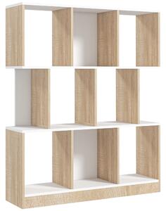 HOMCOM Libreria Moderna con 8 Scomparti in Legno, Bianca e Rovere, 100 x 30 x 124 cm