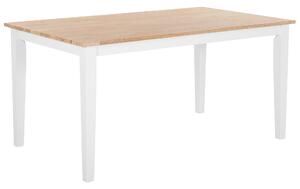 Set da pranzo in legno massello bianco con piano in legno chiaro a 6 posti 150 x 90 cm moderno scandinavo Beliani