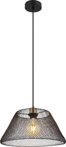 Lampada a sospensione, metallo nero, design a reticolo, H 120 cm