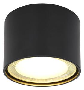 Lampada da soffitto Globo Lighting, corpo in metallo nero opaco, vetro trasparente satinato, diametro: 113 mm, altezza: 80 mm, include LED 12W 230V, flusso luminoso: 1300 lm, emissione luminosa: 980 lm, temperatura di colore: 3000K