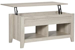 HOMCOM Tavolino rettangolare con piano sollevabile, 2 scomparti aperti, pannello truciolare 105 x 50 x 49 cm - rovere