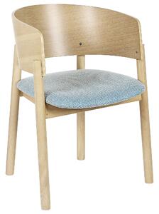 Set di 2 sedie da pranzo in legno chiaro e compensato blu tessuto in poliestere gambe in legno di caucciù stile retrò tradizionale Beliani