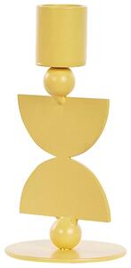 Portacandele in metallo di colore giallo rotondo forma moderna boho candelieri decorazione Beliani
