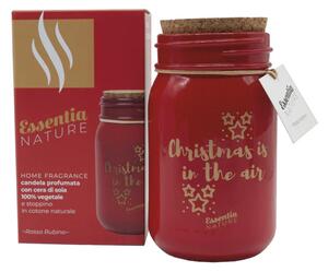 Essentia Candela Profumata in Giara Rosso Rubino 60 ore Cera di Soia 100% Vegetale