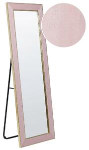 Specchio da terra in velluto rosa 50 x 150 cm cornice decorativa con supporto glamour da terra sospeso per armadio camera da letto soggiorno Beliani