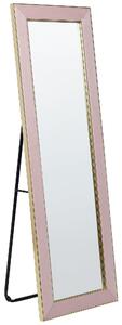 Specchio da terra in velluto rosa 50 x 150 cm cornice decorativa con supporto glamour da terra sospeso per armadio camera da letto soggiorno Beliani