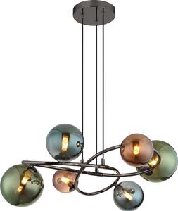 Lampada a sospensione a LED, grigio opaco, globi di vetro multicolore, H 120 cm
